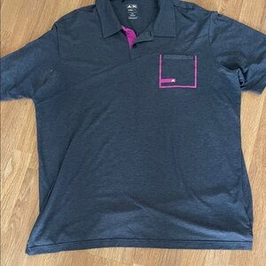 adidas Dark Gray Polo with Pink Accents